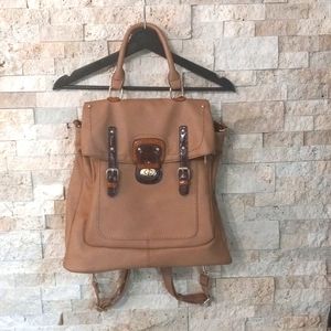 Black Rivet Massenger Bag | Backpack |  Shoulder Bag Foux Leather Tan